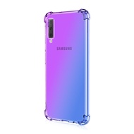 Case Samsung Galaxy A7 A9 2018 A6 A8 + Plus 2018 J7 Pro Case Double Color Transparent Soft TPU Casing Anti-fall Gradient Mobile Case Phone Cover