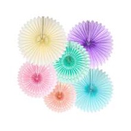 30pcs/12pcs/6pcs/18pcs Pastel Rainbow Paper Fans Party Decor, 8-Inch Wall Hanging Paper Fans Decor, 
