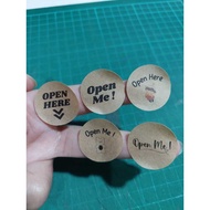 Open Here Sticker - Open Me (Brown 2.5cm)