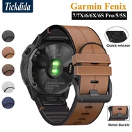 Silicone+Leather Strap for Garmin Fenix 7X Fenix 7 / Fenix 6X Pro 6 5 Plus 22mm 26mm Quick Release Strap Forerunner Band