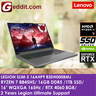 LENOVO LEGION SLIM 5 16AHP9 83DH000BMJ GAMING LAPTOP (RYZEN 7 8845HS,16GB,1TB SSD,16"WQXGA 165Hz,RTX4060 8GB,WIN11)