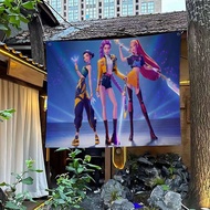 Kpop D-Demon Huntersแบนเนอร์ศิลปะการพิมพ์ญี่ปุ่นธงอะนิเมะแขวนผนังตกแต่งบ้าน