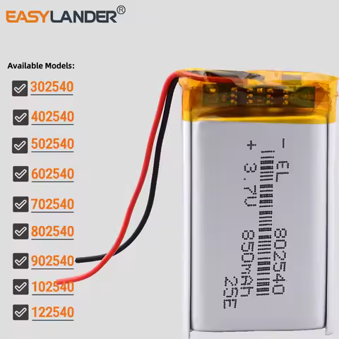 3.7V Lipo Li Polymer Lithium Rechargeable Battery 302540 300mAh 402540 502540 500mAh 602540 702540 8