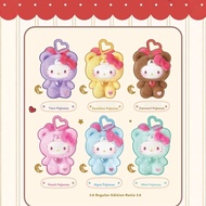 ชุดชุดนอน Sanrio Hello Kitty พวงกุญแจตุ๊กตากล่องทึบของเล่นเครื่องประดับจี้ห้อยกระเป๋าตุ๊กตาน่ารักของ