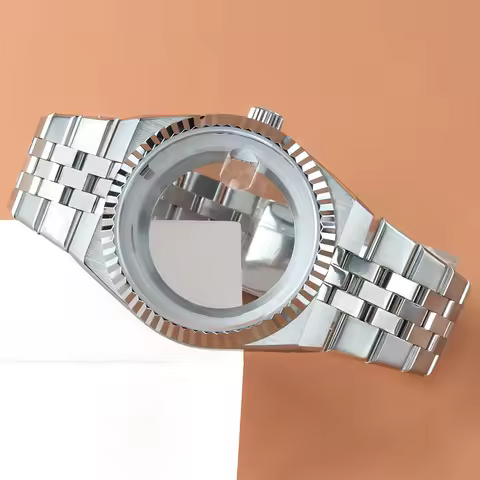 Silver NH35 39.5mm Watch Case Stainless Steel Bracelet Fit Land-Dweller Sapphire glass Case For NH35