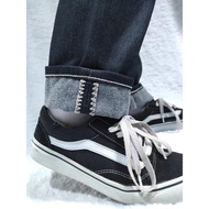 DISKON SPESIAL Evolusion Celana Selvedge Denim 15oz Pria Remaja tanggung Celana Jeans Selvedge Denim
