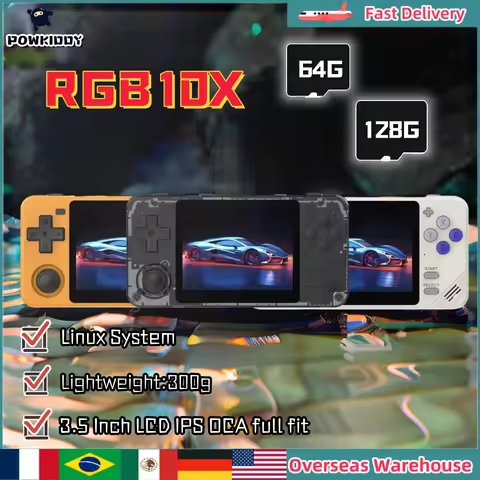 POWKIDDY RGB10X Handheld Game Console Video Game Consoles Retro Game Console 3.5 Inch IPS Screen Ope