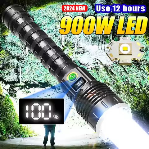 Upgrade 900W High Power LED Flashlights Rechargeable Flashlight 4000M Ultra Powerful Tactical Torch 
