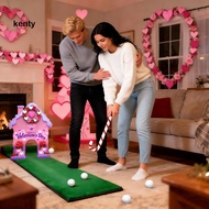 kT  Valentine Day Party Game Gingerbread Candy Cane Valentine's Day Mini Golf Game Set with Club 6 B