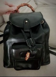 罕有已絕版超新淨 Gucci leather bamboo backpack bag vintage mini small  wallet 全皮背包 背囊銀包手袋