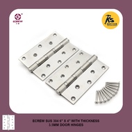 ECREW Heavy Duty SUS 304 [1-PAIR] 6" X 4" with Thickness 3.5mm Door Hinges