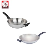 Zebra Vitalux Stainless Steel 3-Ply Wok With Bakelite Handle - 28cm / 34cm