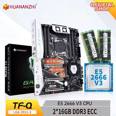 HUANANZHI X99 TF Q LGA 2011-3 XEON X99 Motherboard with Intel XEON E5 2666 v3 with 2*16G DDR3 RECC m