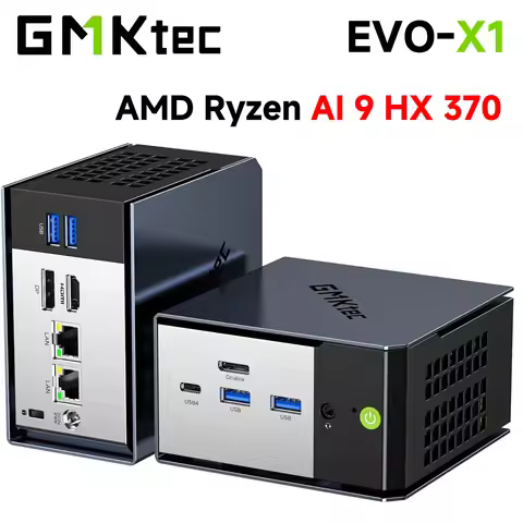 GMKtec EVO-X1 Mini PC AMD AI 9 HX 370 Win11 Pro LPDDR5X 32/64GB 7500MHz PCIe4.0 M.2 SSD Wifi6 BT5.2