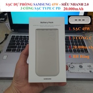 Sạc Dự Phòng Samsung 45W Chính Hãng 20.000mAh EB-P4520 3 Cổng Sạc PD Type C Sạc Siêu Nhanh 2