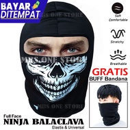 HITAM Ninja Mask Skull Full Face Thick Face Mask MBS220-3 Black Balaclava Mask Men's Mask Elastic Free Ninja Mask Plain C O D Can Pay On The Spot