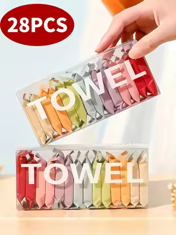 28pcs Compressed Towel Tablets - Disposable Travel Towels for Face & Body, Quick-Drying Makeup Remov