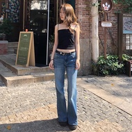Y2K Retro Bell Flare Jeans Low Waist Sexy Korean Style For Women