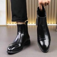Men's Chelsea Boots With Red Soles, Work Shoes Pointed Toe Ankle Boots, Formal Dress Boots Slip-On W