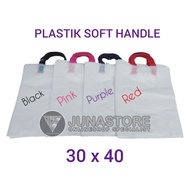 Plastic Shopping Bag Plastic Soft Handle White Bag REA 30 x 40