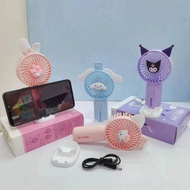 Portable Hand Table Mini Fan USB Desk Cooling Small Fan Sanrio Cinnamoroll Hello Kitty Melody Kuromi Handheld Fan