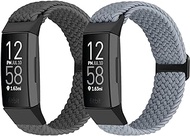 FTYQUEE Braided Stretchy Adjustable Straps Compatible for Fitbit Charge 3 and Fitbit Charge 4 Bands for Men Women,Sport Elastic Nylon Cloth Wristbands for Charge 4/ Charge 3/ 3SE