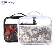 TIMEKEY Transparent PVC Mesh Zipper Storage Bag Clear Makeup Bag Large Capacity Waterproof Portable 