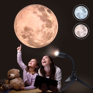 ไฟกลางคืนแบบไม่ซีดอัปเกรดโปรเจคเตอร์บนดวงจันทร์ไฟ USB 3สีปรับความสว่างได้บรรยากาศผนังเพดานโคมไฟดวงจันทร์