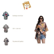 KEMEJA 4U Unisex Women's Vintage Oversize Linen Satin Shirt | Elegant Work Shirt