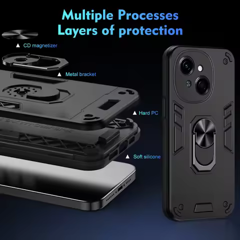 Armor Case for Tecno Spark Go 1 Go1 2025 Pop 9 Car Magnetic Finger Ring Holder Shockproof Hard Phone