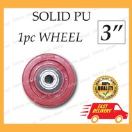 3" HEAVY DUTY SOLID PU CASTOR/CASTER ROLLER RODA WHEEL/REPLACEMENT TROLLEY WHEEL