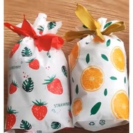 Strawberry Orange Ding Fruit Drawstring Bag Snack Candy Packaging Gift Bag, Small