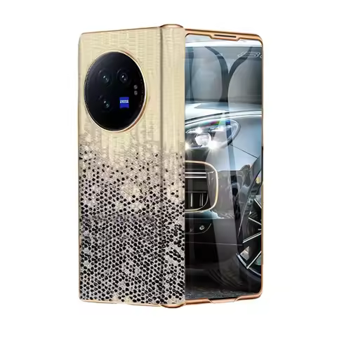 Frame Electroplate For Vivo X Fold 3 Pro Case Genuine Leather Hinge Glass Screen Cover