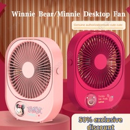 Winnie Bear/Minnie Co branded Cute Pet Desktop Fan USB Charging Silent Portable Table Fan Student Dormitory Mini Small Fan