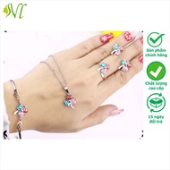 Bộ trang sức nữ cỏ 3 lá may mắn đính đá Bộ trang sức nữ đẹp sang trọng quý phái Bộ trang sức nữ mạ