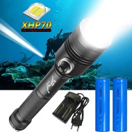 XHP70 Scuba Diving Flashlight Powerful LED Torch Light  Underwater Lamp IPX8 Waterproof Diving Lante