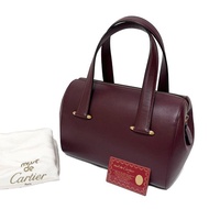 正品 Cartier 卡地亞 迷你波士頓包 手提包 Must Line 皮革 酒紅色 日本直送