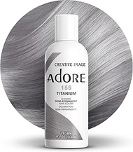 Adore Semi Permanent Hair Color - Vegan and Cruelty-Free Hair Dye - 4 Fl Oz - 155 Titanium (Pack of 