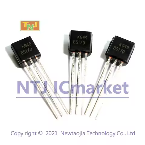 50 PCS BS170 TO-92 TMOS FET Switching Enhancement N-Channel 60-V (D-S) 500Ma MOSFET Transistor