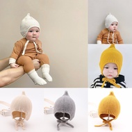 Wool hat to cover ears for boys and girls with beautiful strings Len73