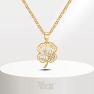 Vnox Fashion Flower Clover Necklace Kwintas for Women Girls,Bling Zirconia Gold Necklace Kwintas for