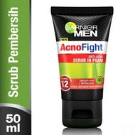Garnier Men Acno Fight Anti-Acne Scrub In Foam Cleanser Garnier Men Acno Fight Wasabi Brightening