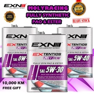 EXN MOLYRACING SN/CF ENGINE OIL (4L) [ FREE OIL FILTER+FREE GIFT+FREE MILEAGE STICKER ]