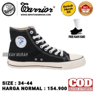 PROMO SEPATU WARRIOR SPARTA BLACK WHITE HC / SEPATU SEKOLAH WARRIOR TINGGI HITAM PUTIH / SEPATU ANAK