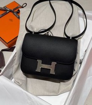門市現貨Hermes constance19 Noir PHW，mini constance ，Hermes c19 康康黑銀，epsom，stamp G