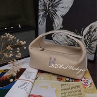 Hermes Brid A Black PM Canvas White Silver 愛馬仕米色帆布飯盒包