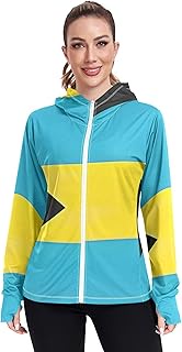 Bahamas Flag Rash Guard Women Swim Long Sleeve Hoodie SPF 50 UV Protection Sun Shirt S, Bahamas Flag
