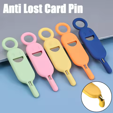 1/5PCS SIM Card Removal Needle Pin Anti-lost Tray Charm Keychain Portable hone SIM Cards Storage Cov