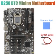 B250 BTC Mining Motherboard with Thermal Pad+Switch Cable 12XGraphics Card Slot LGA 1151 USB3.0 SATA