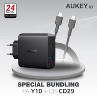 Aukey Charger PA-Y10 - 500209 + Aukey Cable CB-CD29 Black 500430